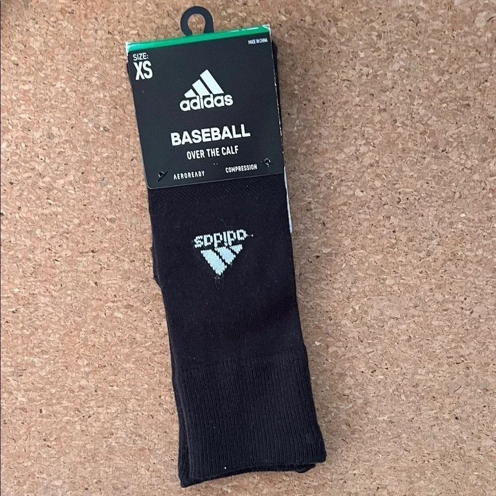 Adidas Baseball Over The‎ Calf Aeroready Compression Socks Size XS 9C-1Y Black